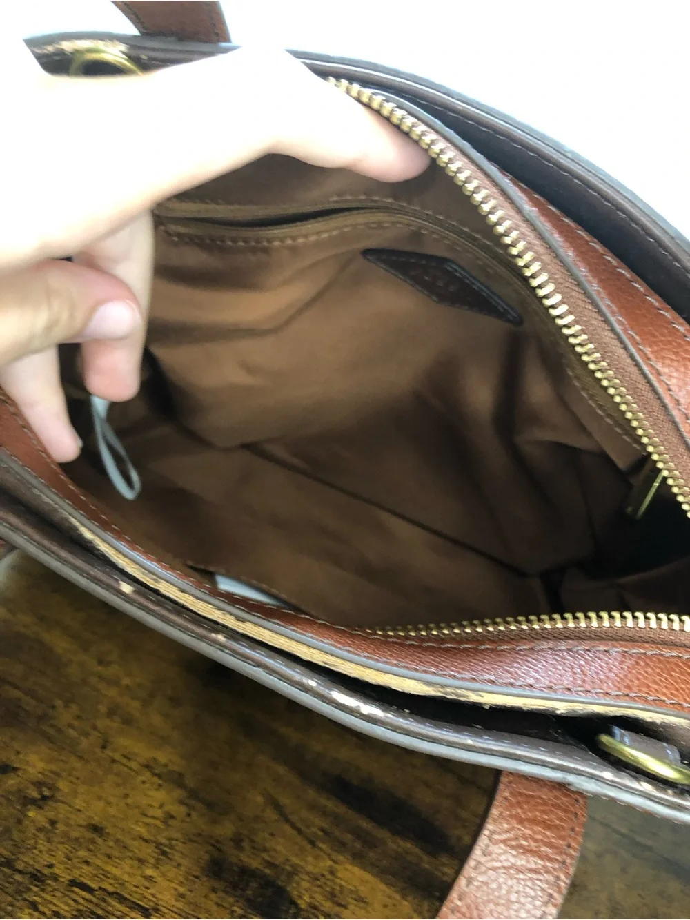Fossil Brown Leather Top-Handle Satchel with Crossbody Strap